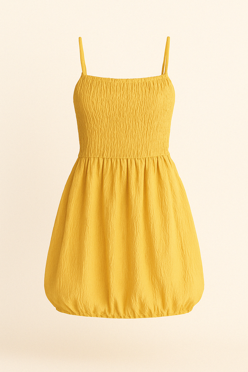 Robe Courte à Ourlet Bouffant Smockée | Jaune | Légère, Ludique et Lumineuse