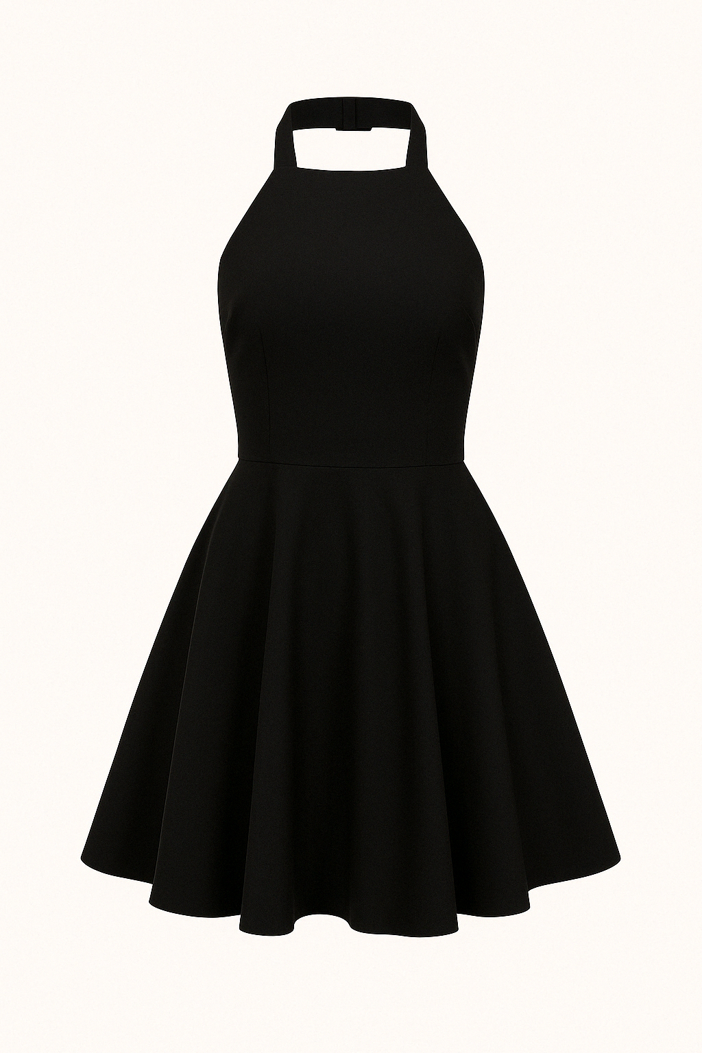 Robe Courte Évasée à Col Halter | Élégante | Structurée et Féminine