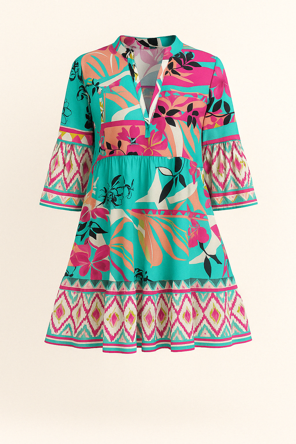 Robe Tunique Imprimée Bohème | Colorée | Légère et Ludique