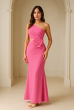 Robe Longue Asymétrique avec Fleur 3D | Audacieuse | Sculptée et Élégante