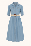 Robe Midi en Jean Ceinturée | Style Utilitaire Chic | Élégance Quotidienne