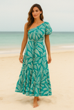 Robe Longue Asymétrique Tropicale | Imprimé Exotique | Glamour Estival Décontracté