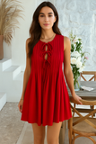 Robe Courte Plissée à Liens | Légère | Décontractée et Naturellement Chic
