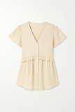 Blouse péplum à volants et boutons | Vert pâle | Féminine, légère et parfaite pour l’été