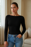 Top Dos Nu Manches Longues | Blanc & Noir | Élégant et Minimaliste