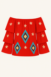 Blouse Bohème Épaules Dénudées | Broderies Colorées | Style Festival
