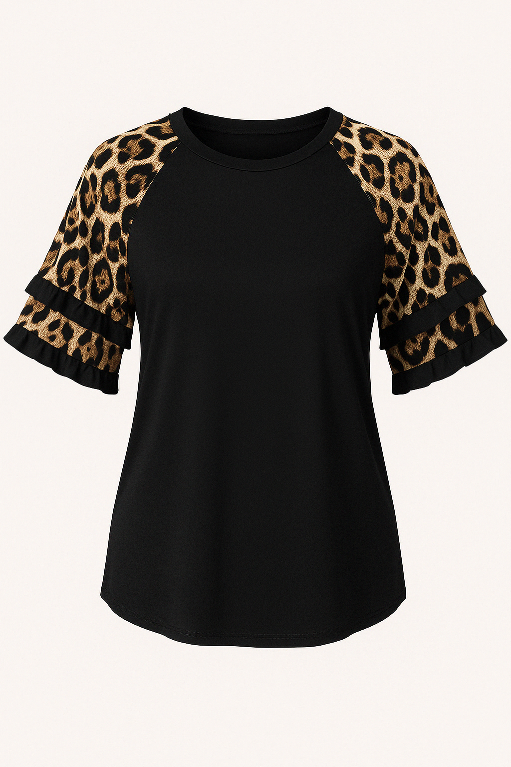 T-Shirt Manches Léopard | Grande Taille | Décontracté et Tendance