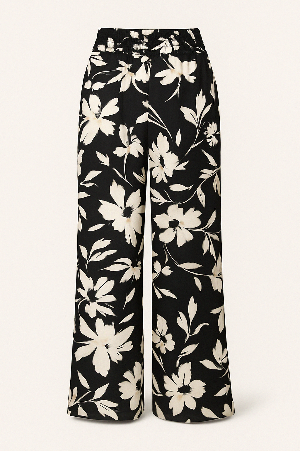 Pantalon Fleuri à Jambes Larges | Taille Haute | Aéré & Stylé