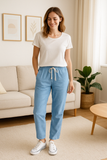 Pantalon en Lin à Cordon | Coupe Décontractée | Léger et Confortable