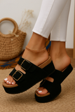 Sandales à Boucles à Plateforme | Noir | Confort Stylé et Audacieux
