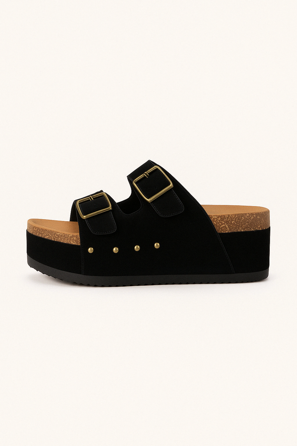 Sandales à Boucles à Plateforme | Noir | Confort Stylé et Audacieux