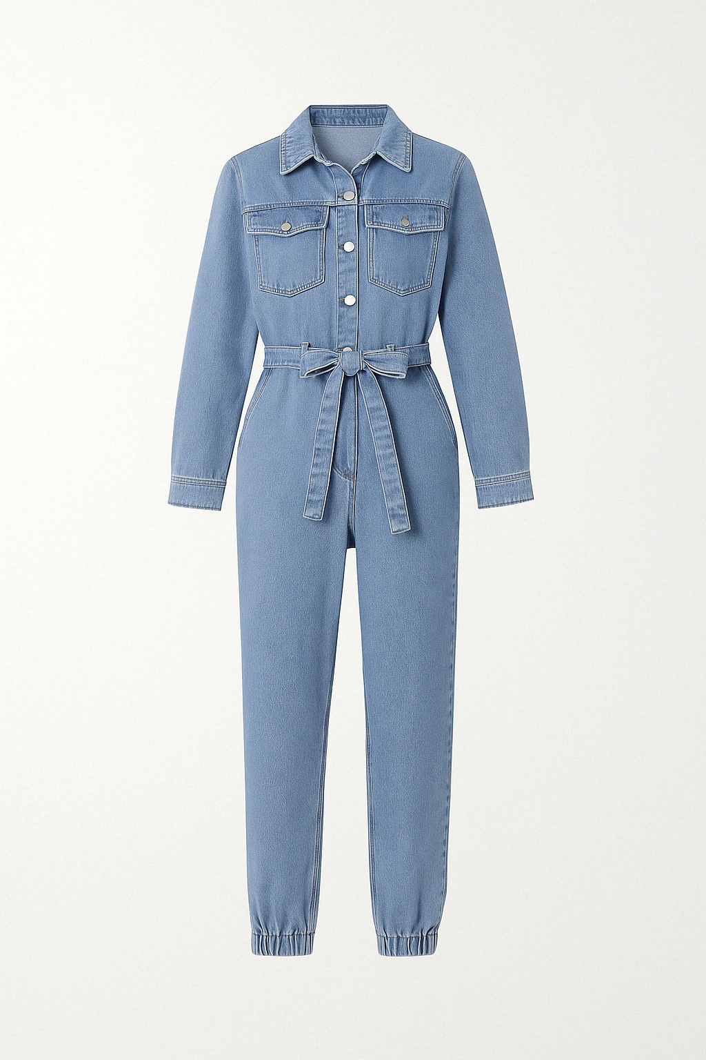 Combinaison en Jean Ceinturée | Style Utility Chic | Structurée & Intemporelle