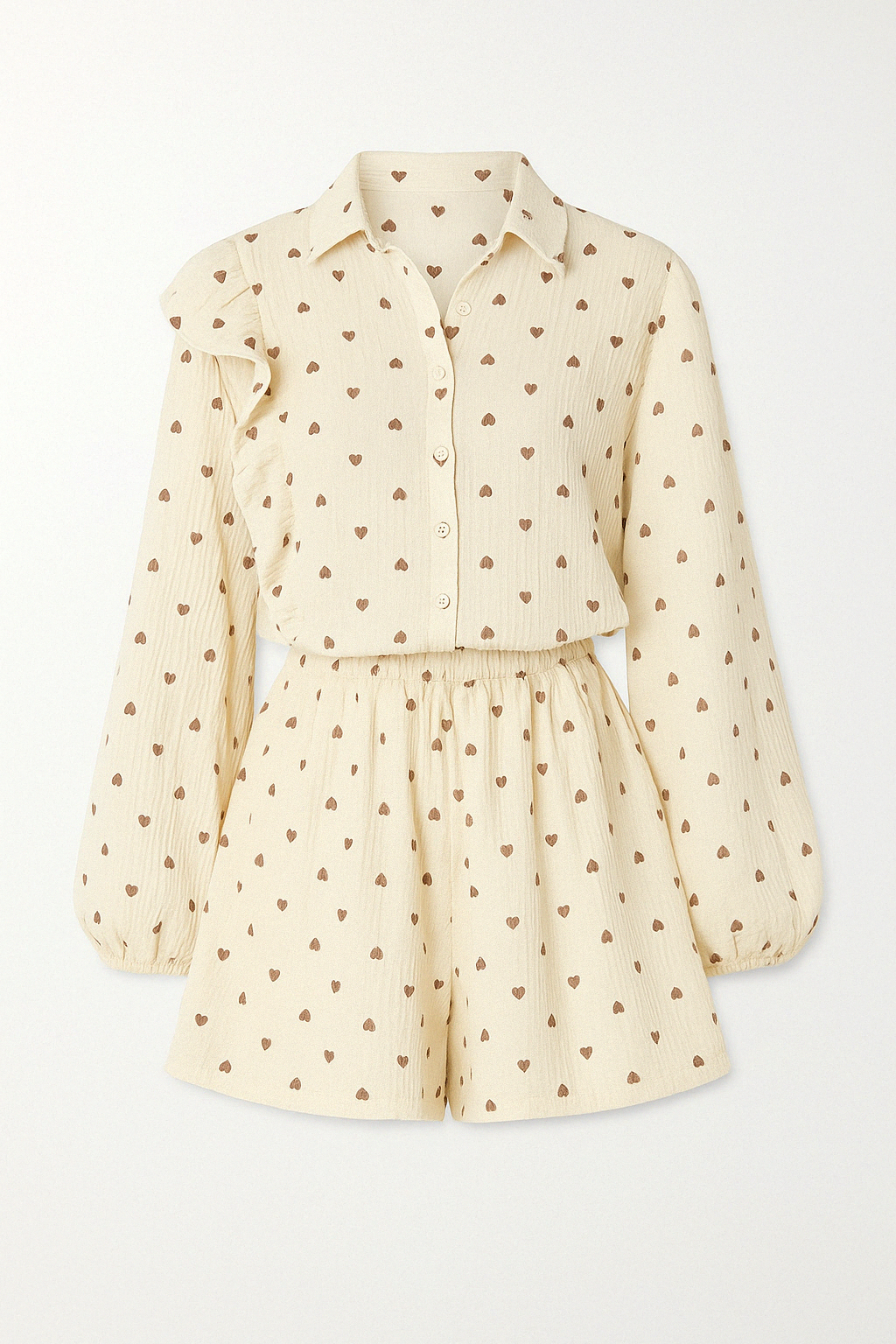 Ensemble à Volants Imprimé Cœur | Chic & Tendance | Léger & Stylé