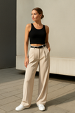 Pantalon Large Taille Haute | Coupe Élégante | Style Minimaliste Moderne