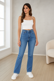 Jean Évasé Taille Haute | Bleu Clair | Galbant & Extensible