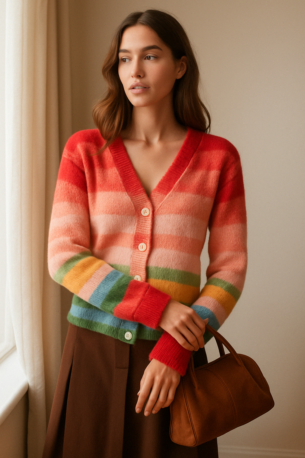 Gilet Rayé Arc-en-ciel | Maille Colorée | Mélange de Mohair