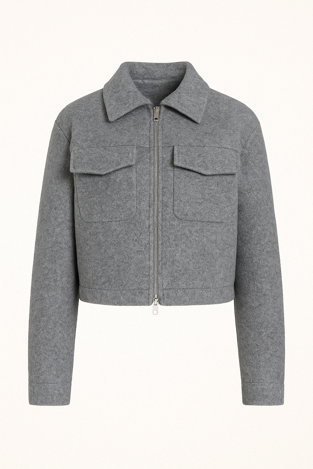 Veste Zippée Courte | Effet Laine Texturée | Moderne & Audacieuse