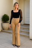 Pantalon Pattes d'Éléphant en Velours | Taille Haute | Rétro Chic & Confortable