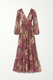 Robe Longue Fleurie | Lilas | Silhouette Romantique et Fluide