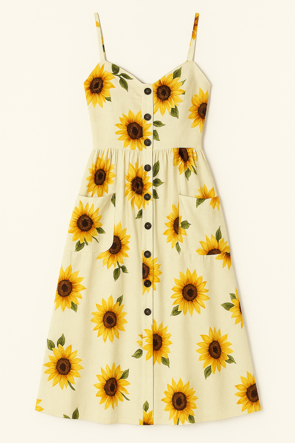 Robe Midi Tournesol | Boutonnée | Légère et Aérée