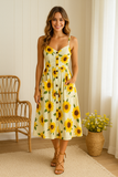 Robe Midi Tournesol | Boutonnée | Légère et Aérée
