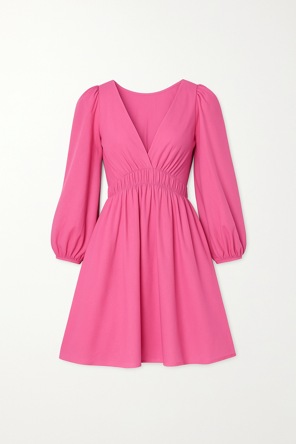 Robe Mini à Manches Bouffantes et Col en V | Élégance Sans Effort | Parfaite pour un Look Jour-Soirée