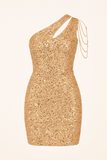 Robe Courte Asymétrique à Paillettes | Glamour & Élégance | Parfaite pour les Grandes Occasions