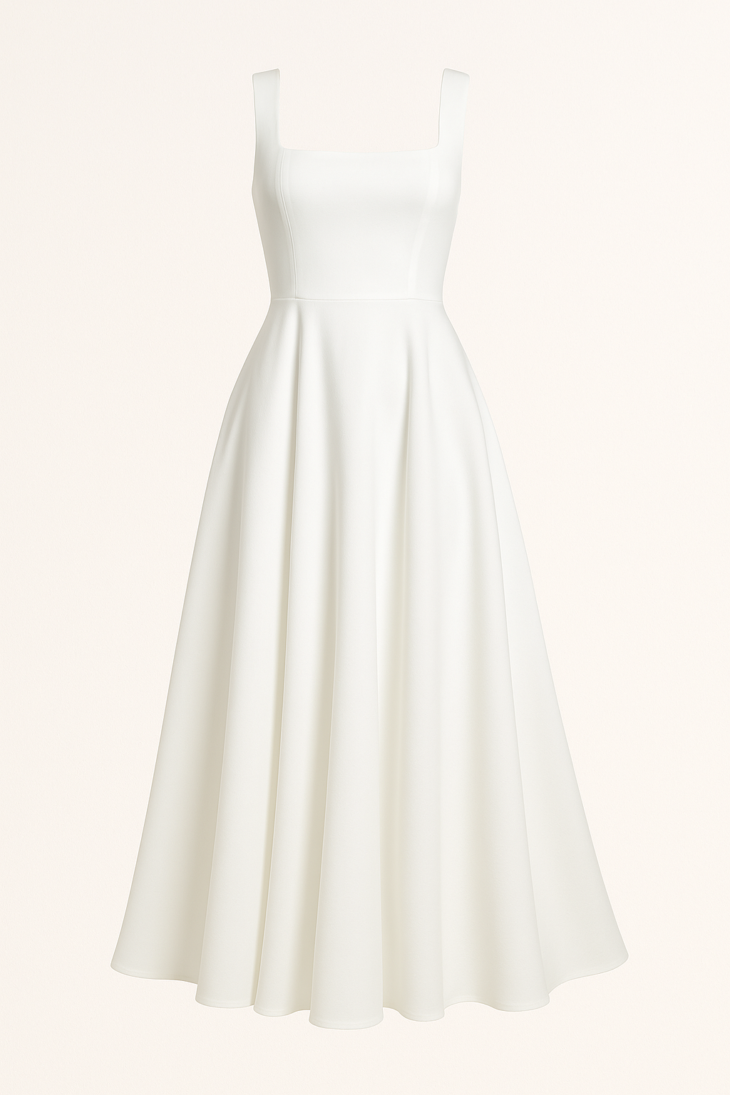 Robe Midi Élégante à Encolure Carrée | Silhouette Fluide | Chic Intemporel