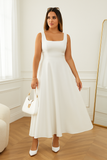 Robe Midi Élégante à Encolure Carrée | Silhouette Fluide | Chic Intemporel