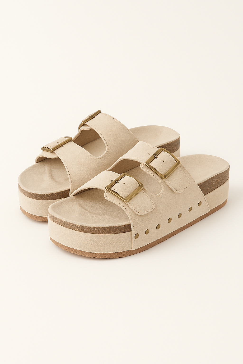 Sandales à Boucles Plateforme | Effet Suédine | Confortables et Stylées