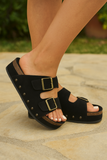 Sandales à Boucles Plateforme | Effet Suédine | Confortables et Stylées