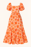 Robe Longue Fleurie | Manches Bouffantes | Romantique & Fluide