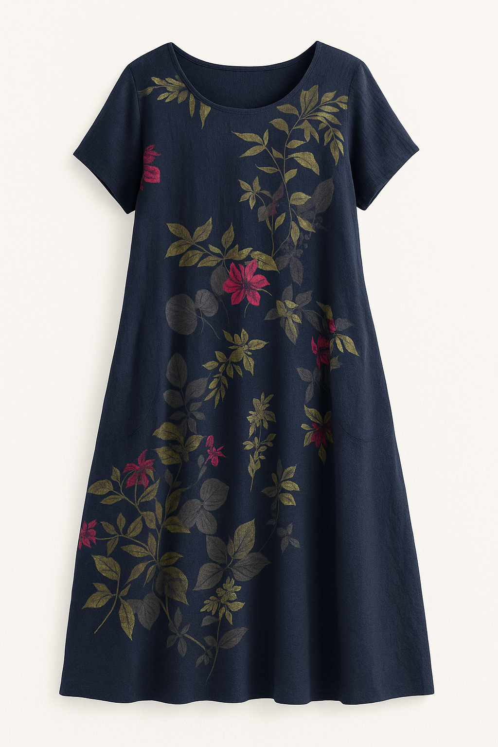 Robe Longue Fleurie | Manches Courtes & Poches | Style Bohème Chic