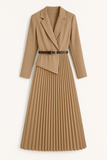 Robe Blazer Plissée Midi | Élégante et Chic | Parfaite pour le Travail et les Événements