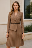 Robe Blazer Plissée Midi | Élégante et Chic | Parfaite pour le Travail et les Événements