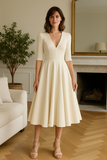 Robe Midi Évasée Élégante | Décolleté Plongeant | Silhouette Féminine et Intemporelle