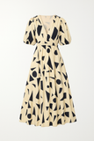 Robe longue à manches bouffantes imprimé géométrique | Plusieurs couleurs | Élégante et audacieuse pour toutes vos sorties