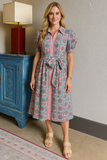 Robe Midi Bohème Fleurie Boutonnée | Mélange de Coton | Vive et Féminine
