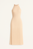 Robe Midi en Maille à Col Halter | Mélange de Coton Côtelé | Moderne et Sophistiquée