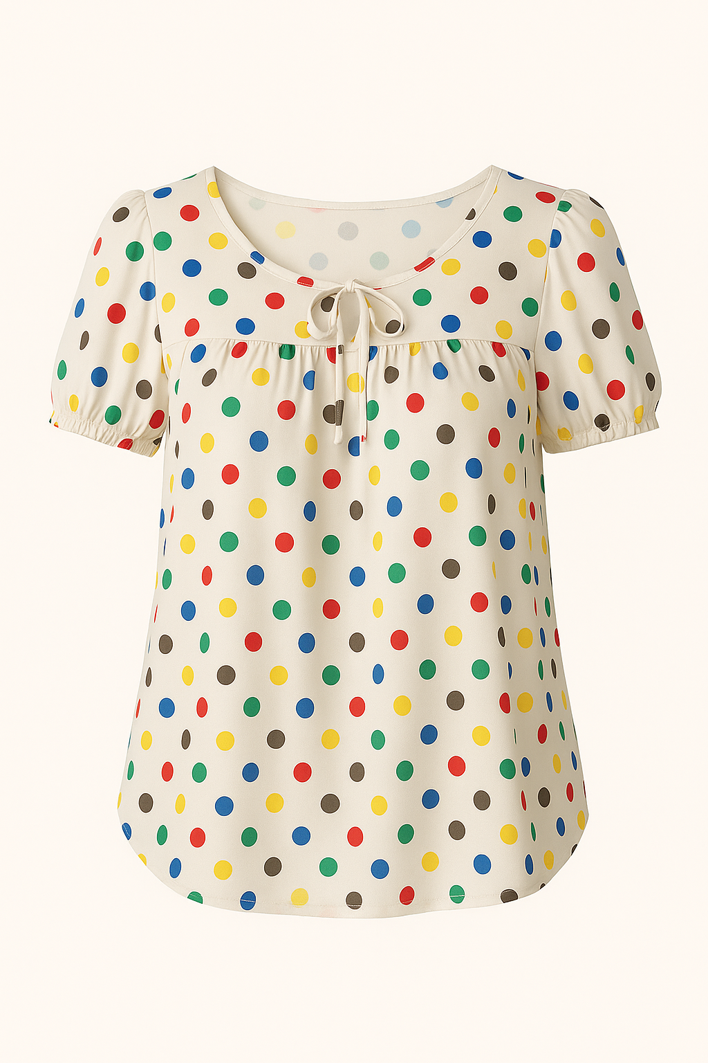 Blouse à Pois Manches Bouffantes | Abricot | Ludique & Colorée