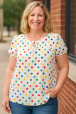 Blouse à Pois Manches Bouffantes | Abricot | Ludique & Colorée