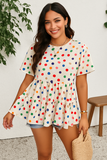 Robe Babydoll à Pois | Beige | Colorée & Confortable pour Tailles Plus