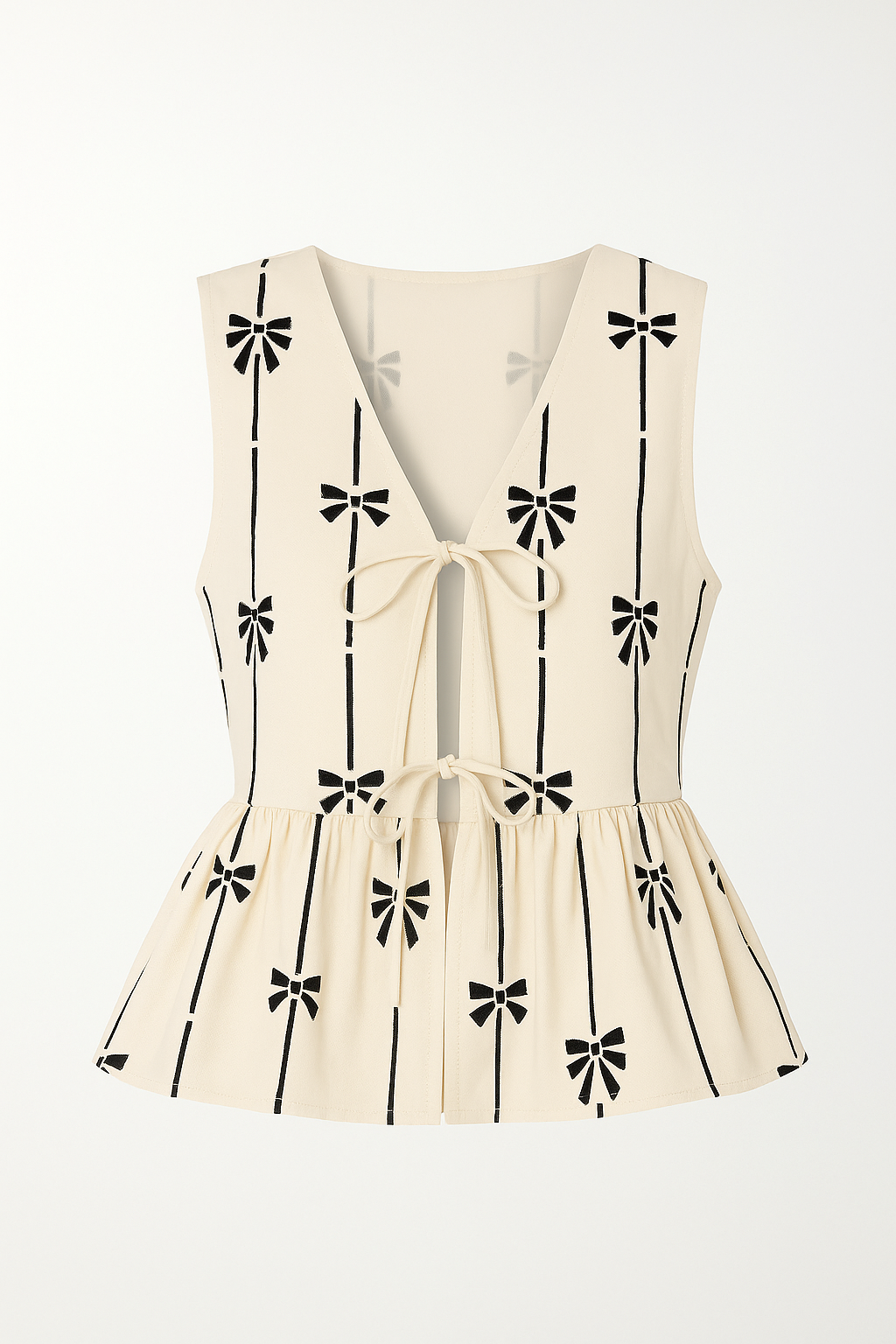 Blouse Sans Manches à Imprimé Nœuds | Légère & Chic | Touche Féminine