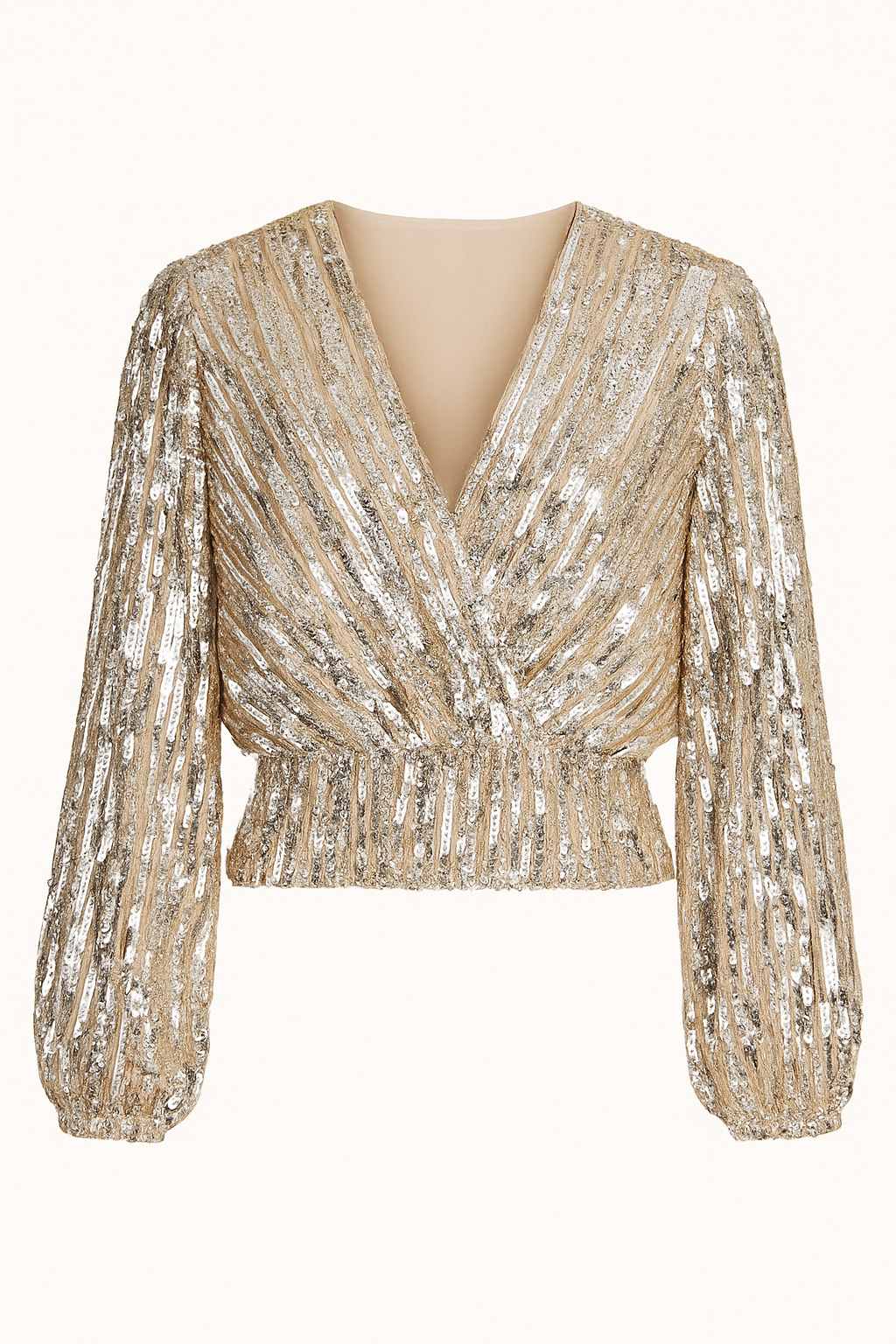 Blouse à Paillettes Croisée | Éclat Métallique | Idéale pour les Soirées de Fête