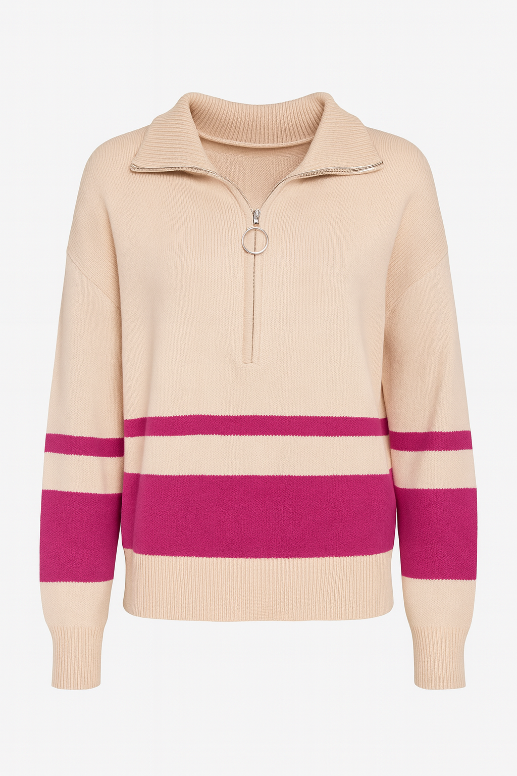 Pull zippé décontracté | Maille douce | Détail contrastant | Style quotidien