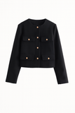 Veste courte structurée | Tissu texturé | Boutons dorés | Esprit tailleur