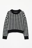 Pull en maille pied-de-poule | Col rond | Coupe ajustée | Esprit graphique