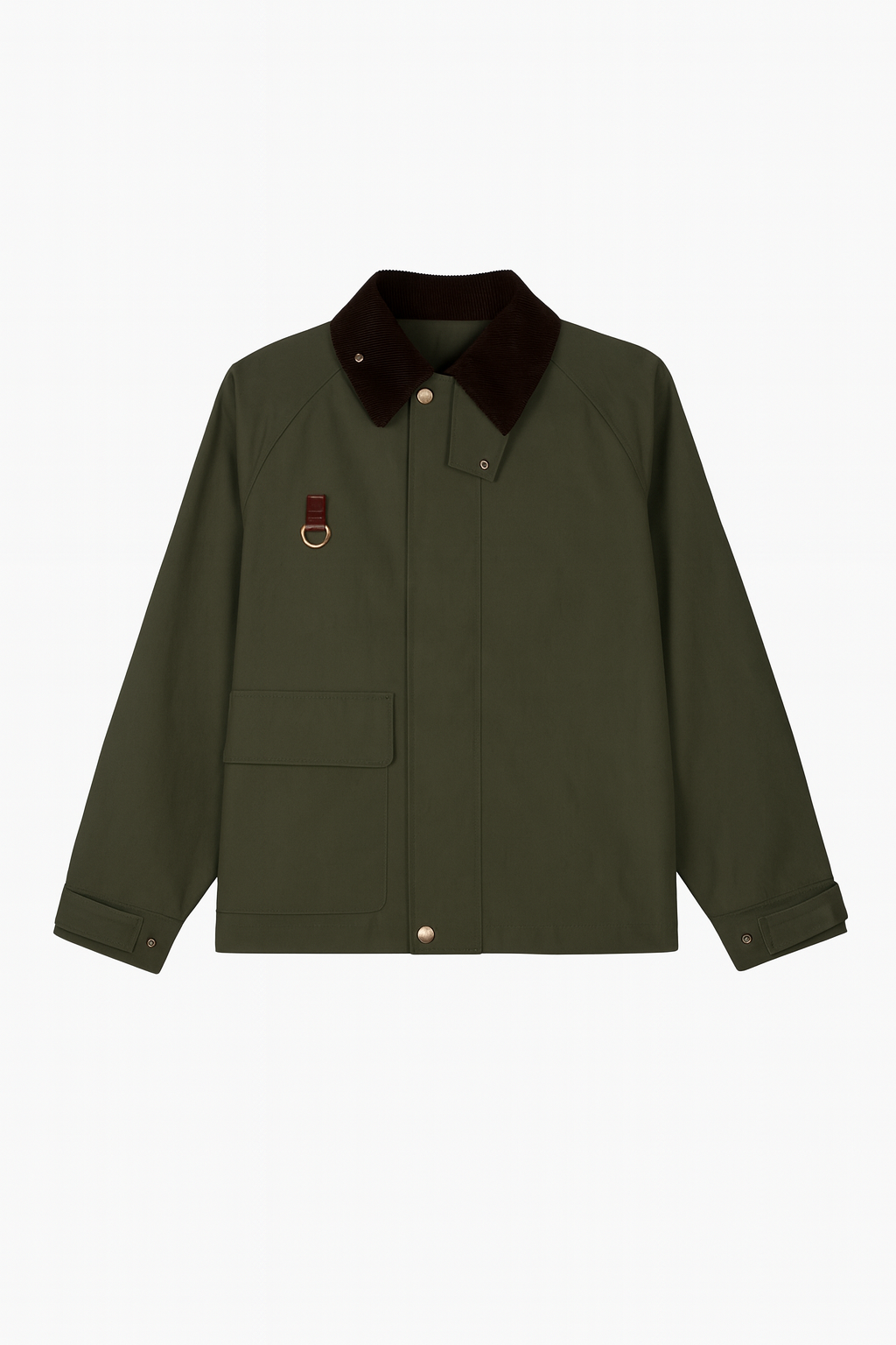 Veste courte zippée | Toile déperlante | Col velours côtelé | Silhouette oversize