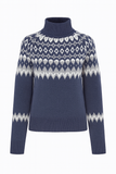 Pull jacquard col montant | Motifs nordiques | Maille douce | Coupe droite