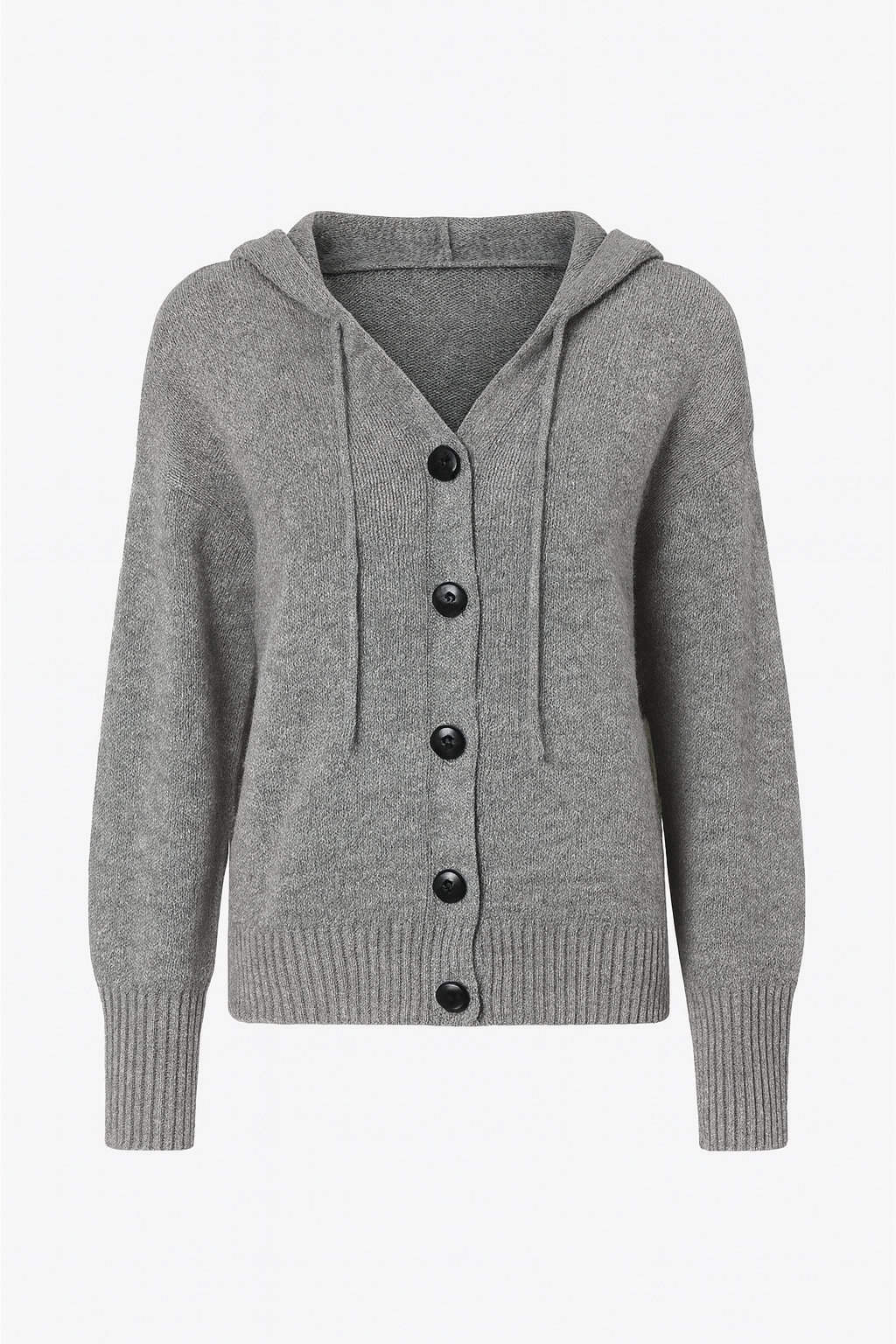 Cardigan à capuche boutonné | Maille épaisse | Coupe décontractée | Finitions côtelées
